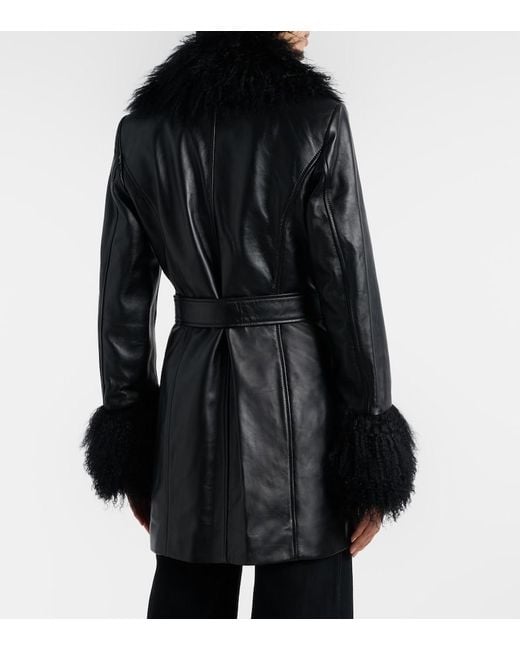 Nili Lotan Black Sefa Belted Leather Jacket