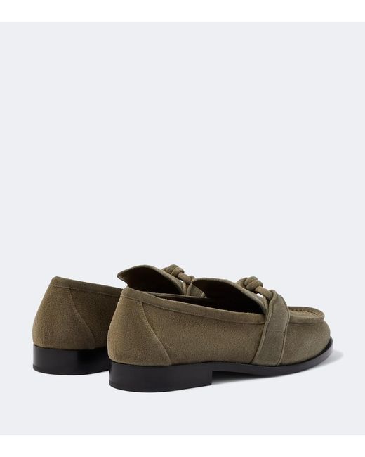 Bottega Veneta Green Astaire Knot Suede Loafers for men
