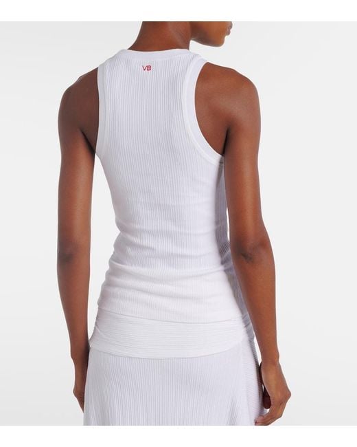 Victoria Beckham White Cotton-Blend Tank Top