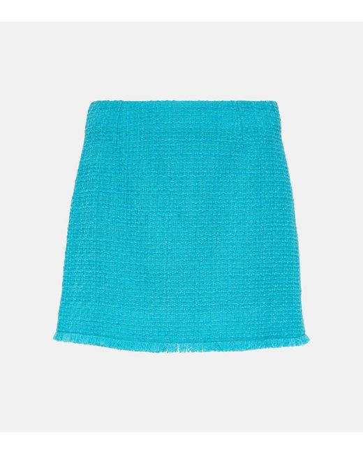 Minigonna in tweed di misto lana di Dolce & Gabbana in Blue
