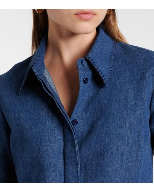 Gabriela Hearst Blue Cruz Cotton And Linen Shirt