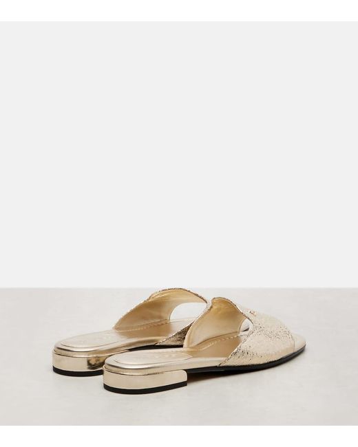 Jimmy Choo Natural Dina Metallic Slides