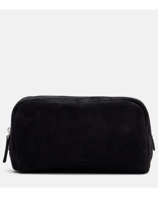 The Row Black Astra Small Suede Pouch