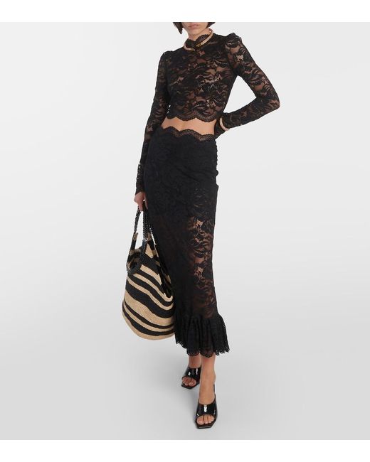 Rabanne Black Floral Lace Top
