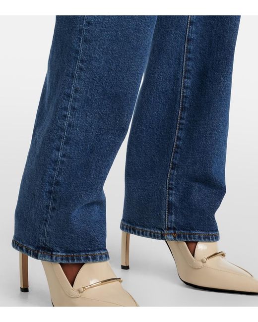 FRAME Blue The Ruler High-Rise Straight Jeans
