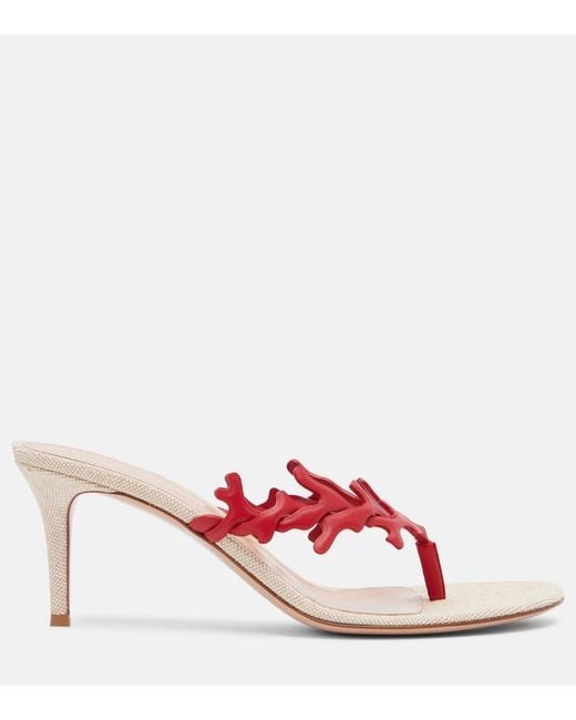 Gianvito Rossi Pink Ocean Canvas And Leather Thong Sandals
