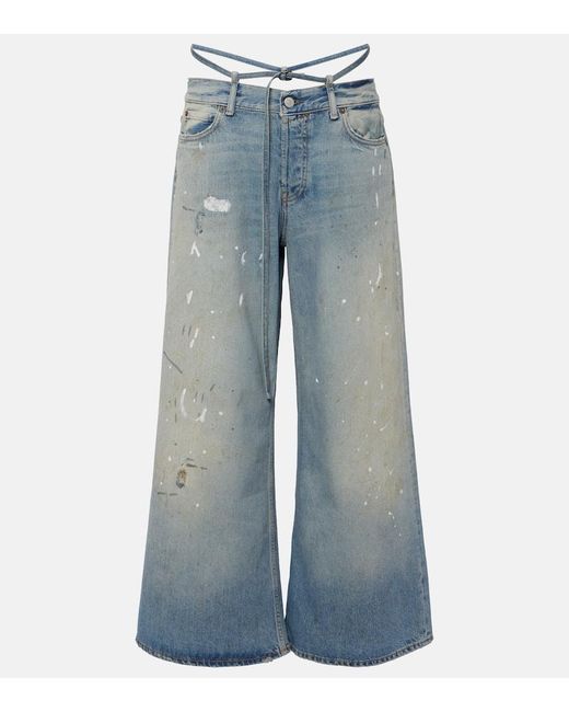 Jeans flared Trafalgar de tiro bajo Acne de color Blue