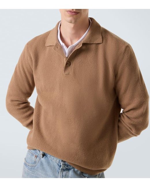 Lardini Brown Wool And Cashmere Polo Sweater for men
