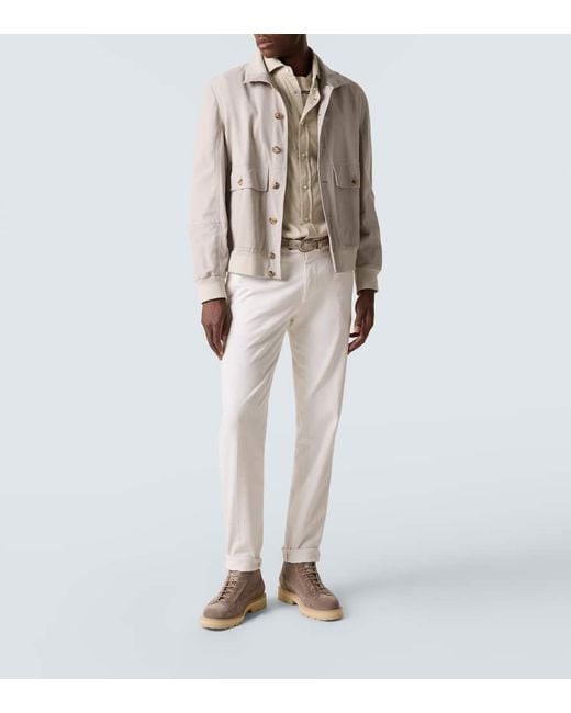 Camicia di Brunello Cucinelli in Natural da Uomo
