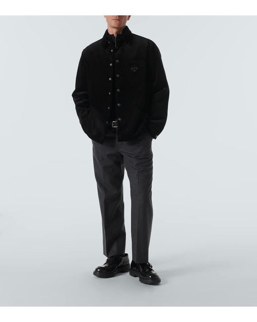 Prada Hemdjacke Aus Baumwoll-Cord in Black für Herren
