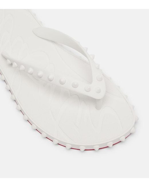 Christian Louboutin White Super Loubi Flip Spiked Thong Sandals