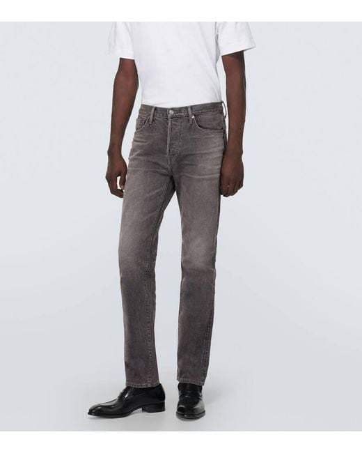 Jeans rectos de tiro medio Tom Ford de hombre de color Gray
