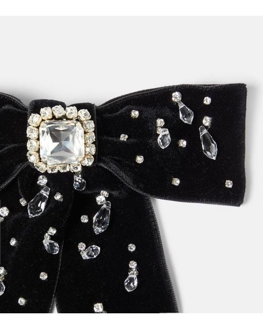 Fermacapelli Alva in velluto con cristalli di Jennifer Behr in Black