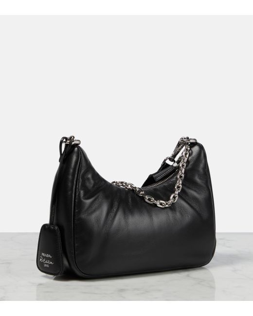 Prada Black Re-edition 2005 Padded Leather Shoulder Bag