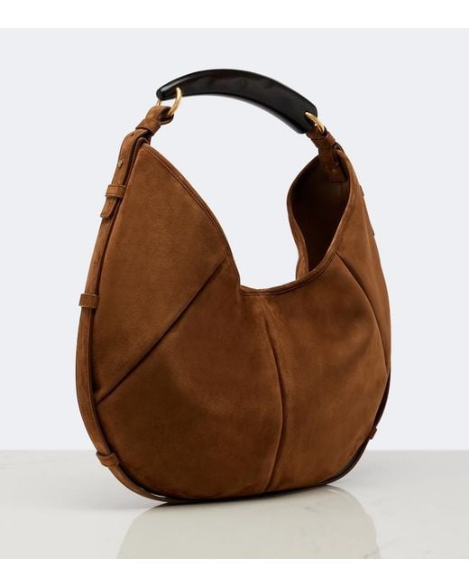 Saint Laurent Brown Mombasa Medium Suede Shoulder Bag