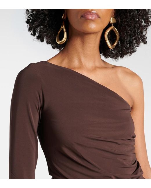 Max Mara Brown Spluga One-Shoulder Top