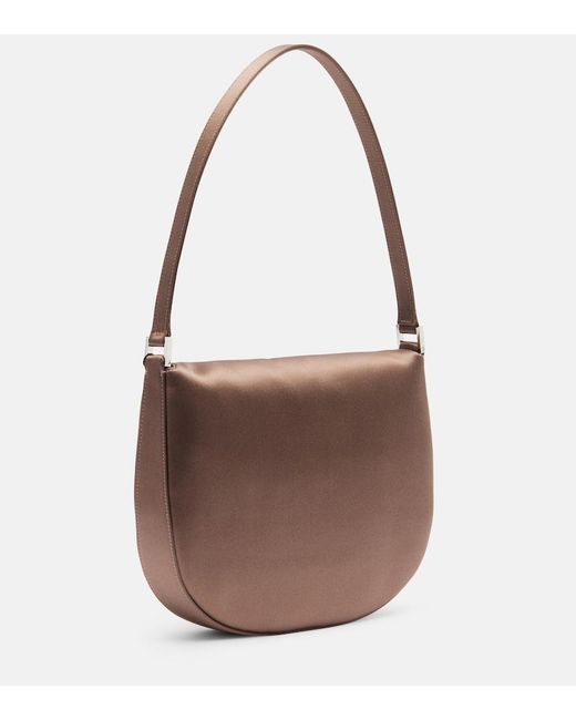 SAVETTE Brown Tondo Small Satin Shoulder Bag