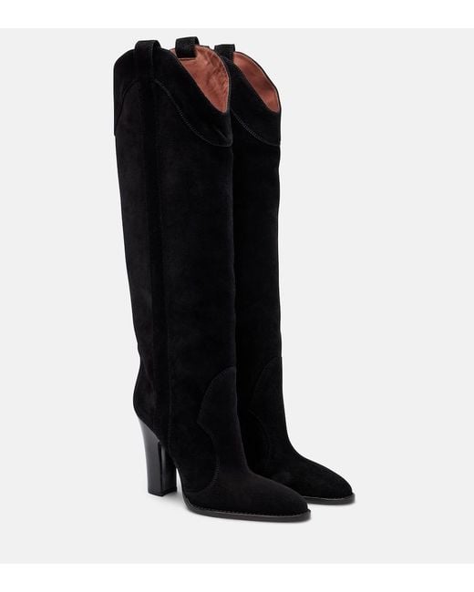 Paris Texas Black Lavinia Suede Knee-High Boots