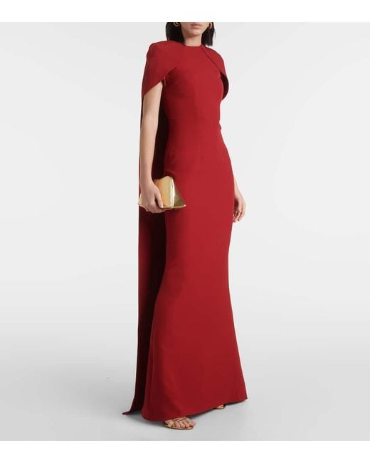 Safiyaa Red Ginkgo Caped Gown