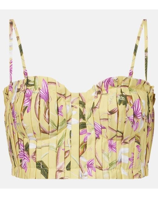 Agua Bendita Metallic Morgina Floral Cotton Bustier