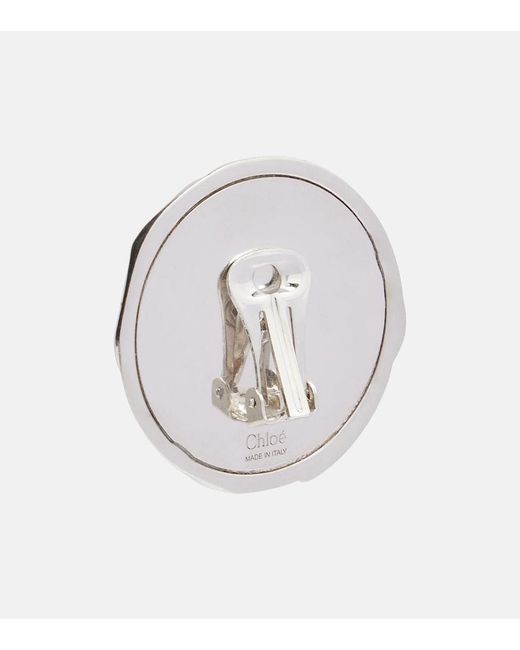 Chloé White Clip-On Earrings