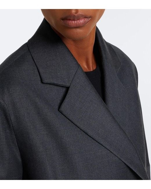Loulou de Saison Black Donau Double-Breasted Virgin Wool Blazer