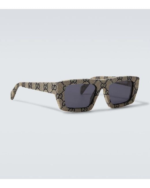 Gucci Gray Rowcut Rectangular Sunglasses for men