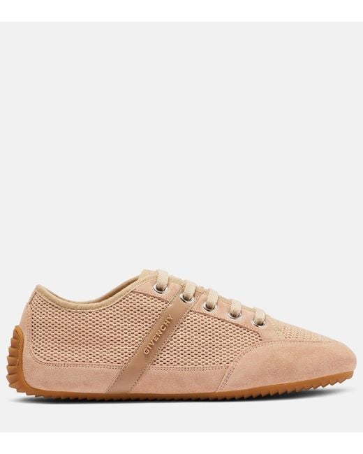 Givenchy Brown Slim Suede-Trimmed Sneakers