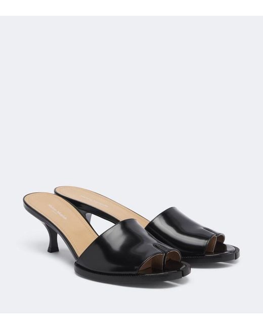 Maison Margiela Black Tabi Leather Mules