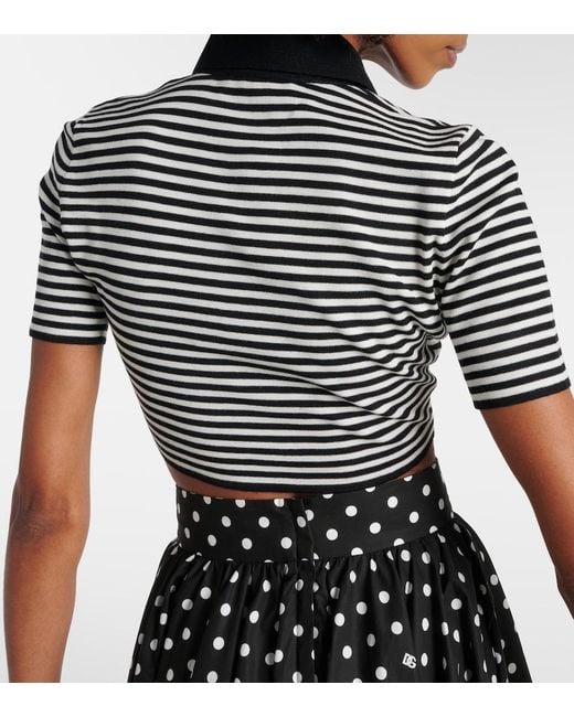Dolce & Gabbana Black Cropped Wool Polo Shirt