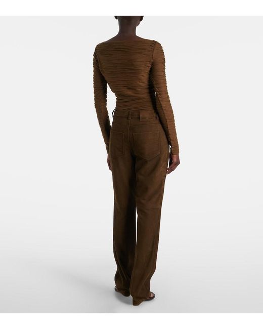 Proenza Schouler Brown Maxine Suede Straight Pants