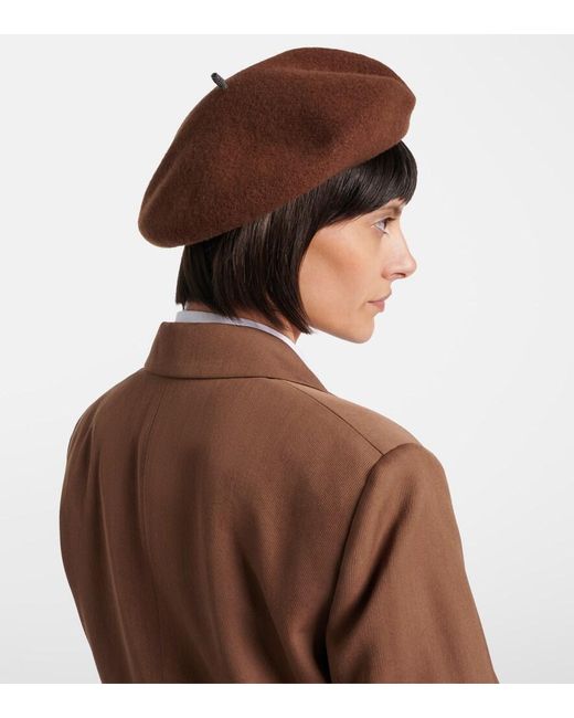 Brunello Cucinelli Brown Monili Wool Beret