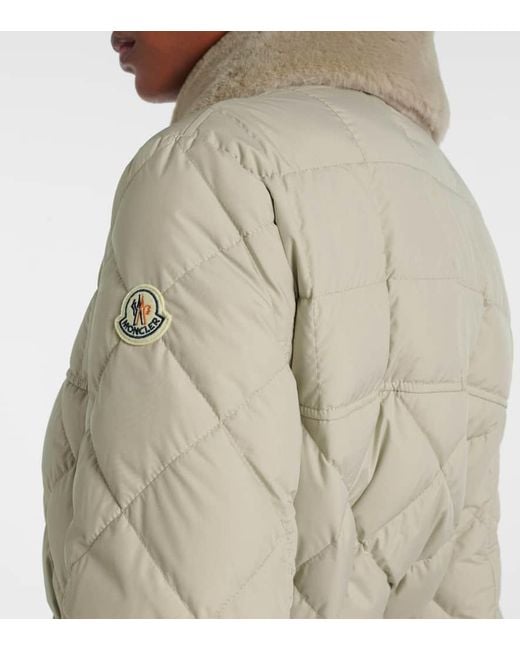 Piumino Cygne Con Pelliccia Sintetica di Moncler in Natural