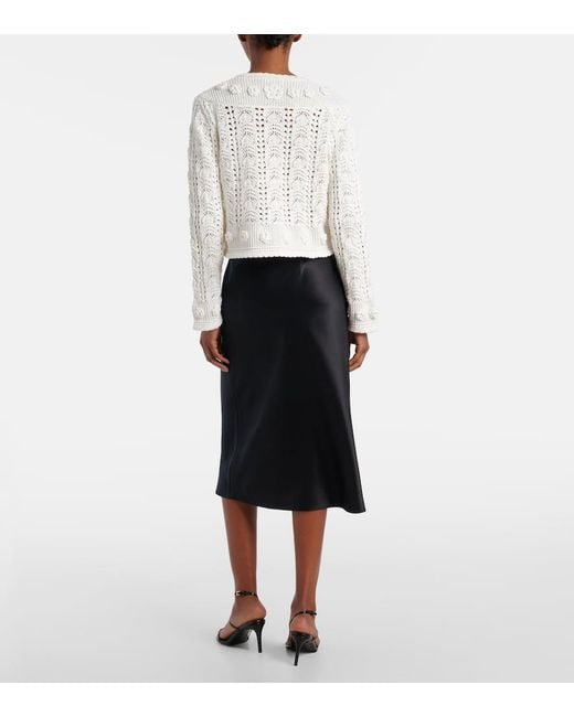 Rixo White Kyra Open-Knit Cotton Cardigan