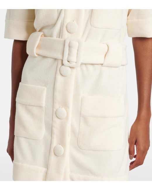 Adriana Degreas Natural Belted Cotton-Blend Terry Minidress
