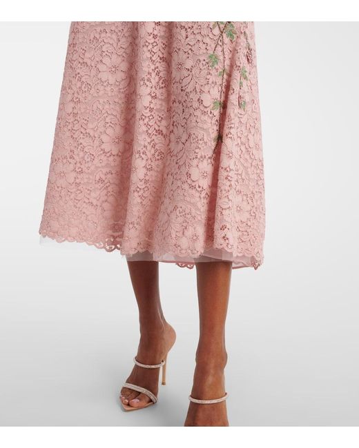 Robe Midi Marlena Brodee En Dentelle Costarellos en coloris Pink