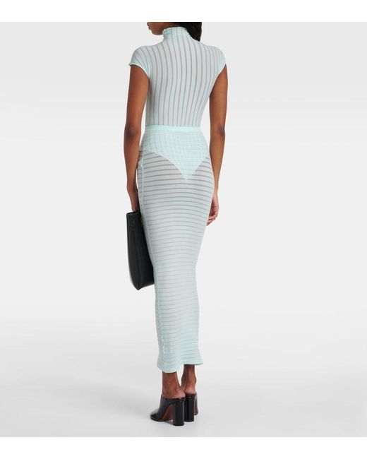Alaïa Blue Striped Maxi Skirt