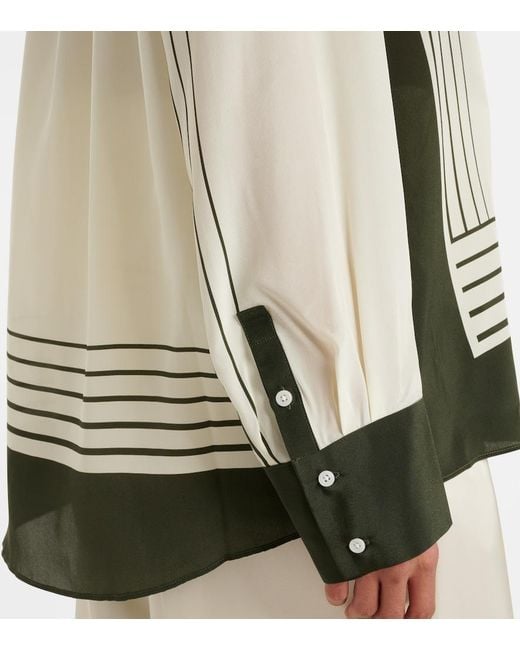 Sir Natural Leilana Striped Silk Crepe De Chine Shirt
