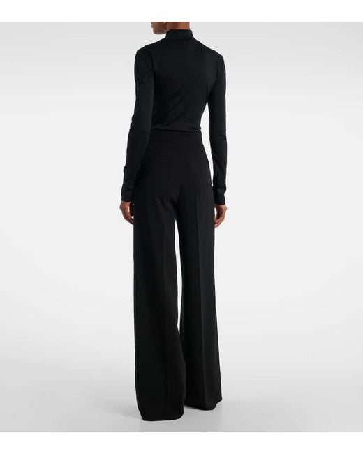 Max Mara Blue Weite High-Rise-Hose Aus Cady