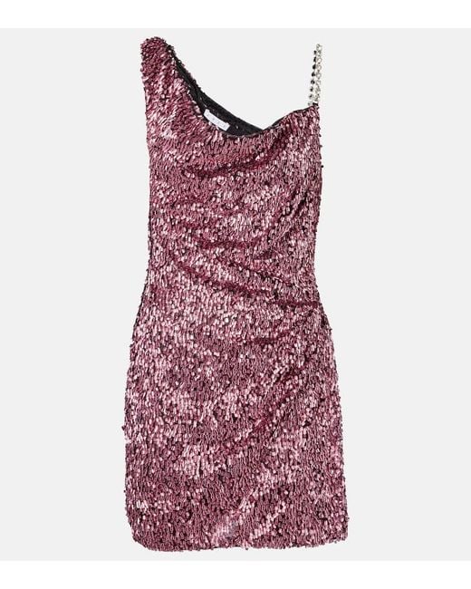 Area Purple One-Shoulder-Minikleid Mit Pailletten