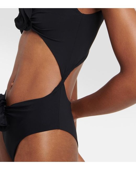 Magda Butrym Black Floral-Applique Cutout Swimsuit