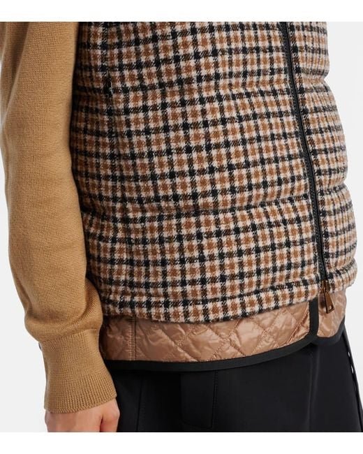 Moncler Brown Touvet Checked Wool-Blend Down Vest