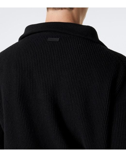 Saint Laurent Black Wool Half-Zip Sweater for men