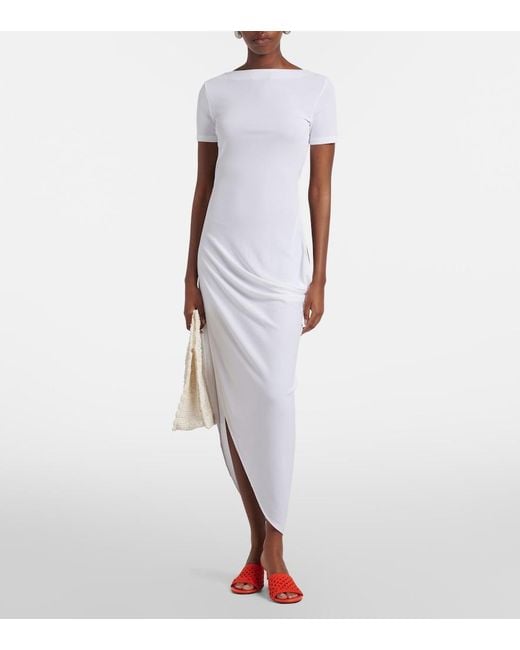 Jacquemus White The Sole Cutout Jersey Midi Dress