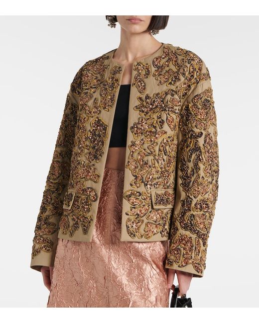 Dries Van Noten Brown Sequined Cotton Jacket