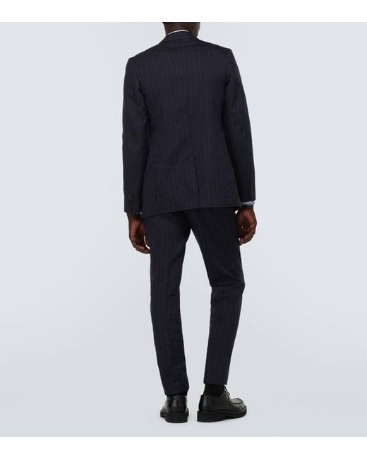 Dries Van Noten Blue Pinstripe Cotton-Blend Suit for men