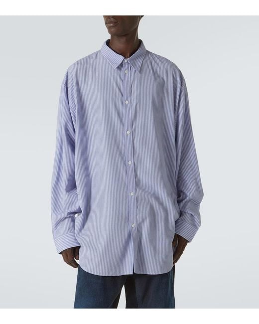 Balenciaga Blue Flowing Pinstripe Oversized Shirt for men