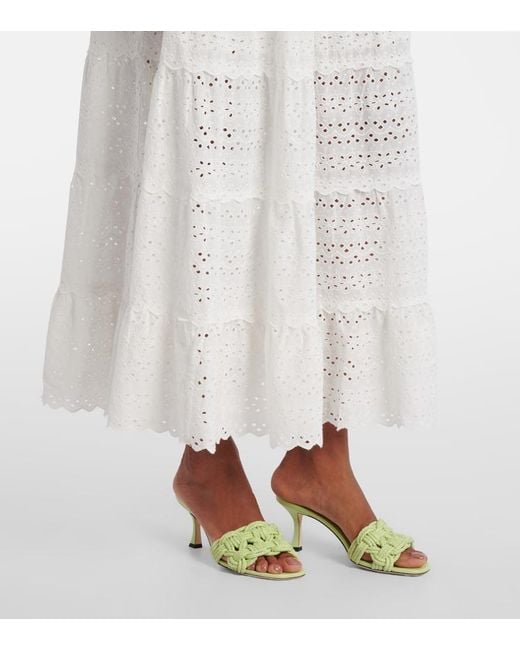 Rixo White Remi Broderie Anglaise Cotton Midi Dress