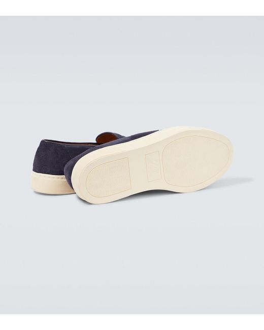 George Cleverley Blue Joey Ii Suede Penny Loafers for men