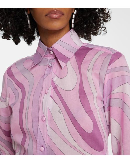 Emilio Pucci Pink Orchidee Cotton Muslin Shirt